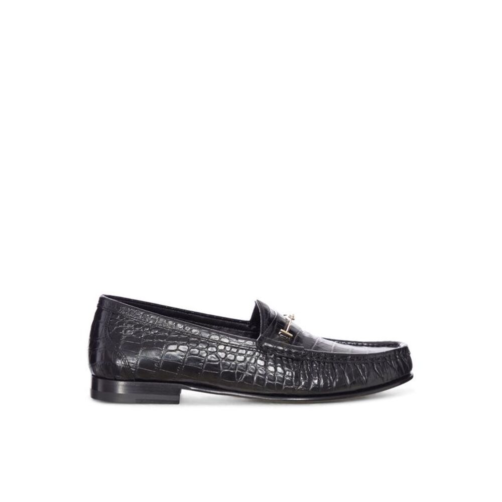 Tom Ford Men Crocodile Print Leather Moccasin With Metal Clip